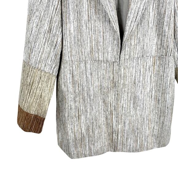 A la Carte Medium Sparkly Silver Wearable Art Jacket Blazer Blouse Shirt Top - Picture 5 of 9